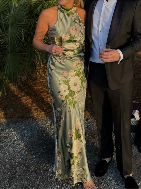 Reformation Dresses & Skirts - Reformation Halter Floral Gown in Sage Green